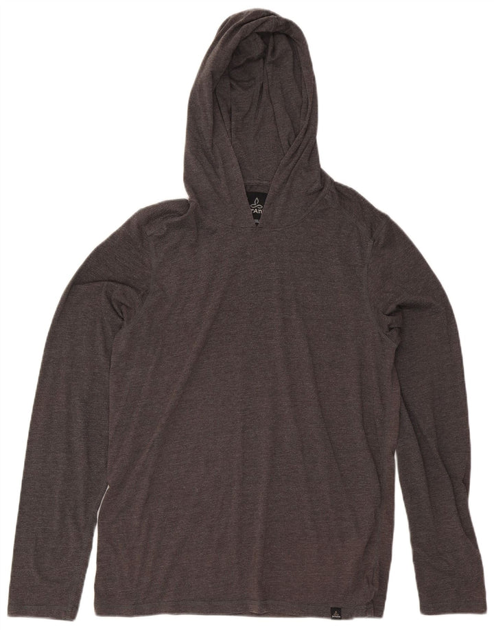 Prana Top cu glugă pentru bărbați cu mânecă lungă, bumbac gri mediu