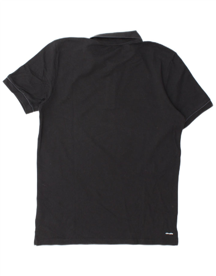 Tricou polo cu grafic pentru bărbați Adidas, bumbac mediu negru