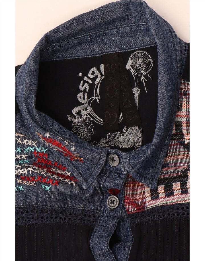Bluză cu cămașă cu grafică Desigual pentru femei UK 18 XL bleumarin mozaic