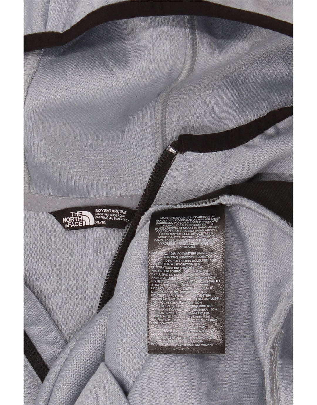 The NORTH FACE Pulover cu glugă cu fermoar cu grafic pentru băieți 14-15 ani XL gri