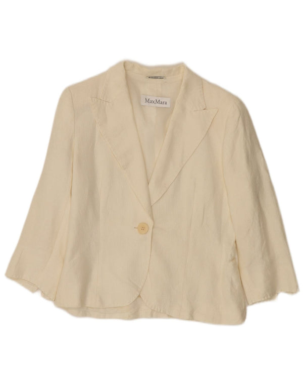 Jachetă Blazer pentru femei Max Mara, cu 3 nasturi și 1 nasture, UK 10, in alb, mic