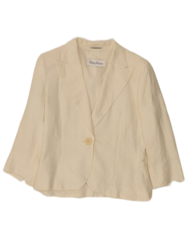 Jachetă Blazer pentru femei Max Mara, cu 3 nasturi și 1 nasture, UK 10, in alb, mic