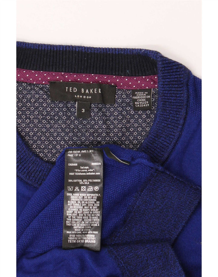 Pulover pentru bărbați Ted Baker, cu gât turnut, mărimea 3, bumbac, albastru bleumarin mediu