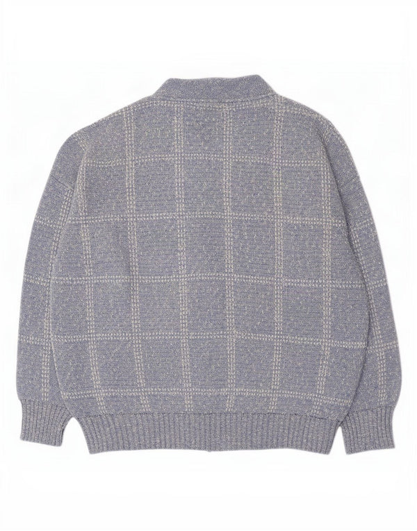 Pulover cardigan pentru bărbați Rodes, XL, acrilic, cu carouri albastre