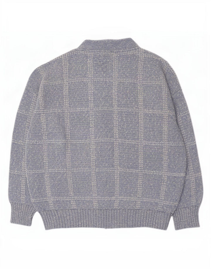 Pulover cardigan pentru bărbați Rodes, XL, acrilic, cu carouri albastre