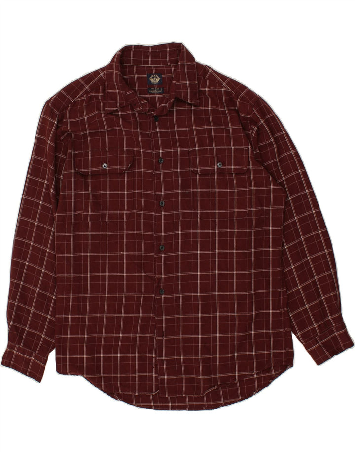 DOCKERS Mens Graphic Shirt Large Maroon Check Polyester Vintage Dockers and Second-Hand Dockers from Messina Hembry 