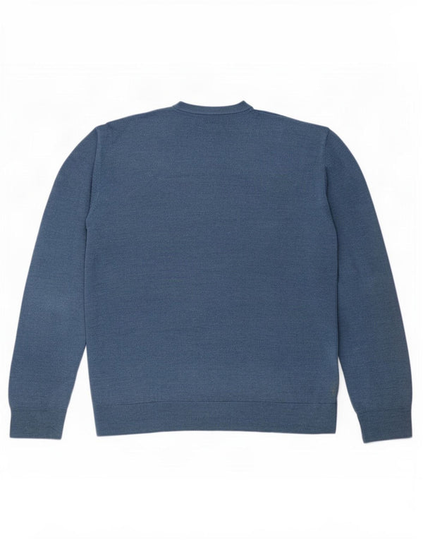 Marks & Spencer Mens V-Neck Jumper Sweater 2XL Blue Acrylic