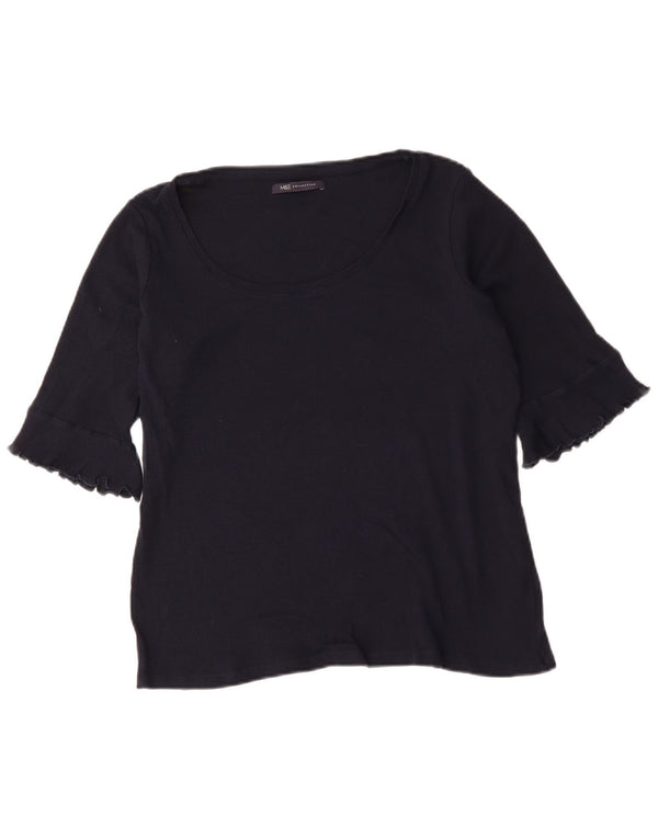 Marks & Spencer Top pentru femei cu mâneci 3/4 UK 16 mare, albastru bleumarin, bumbac