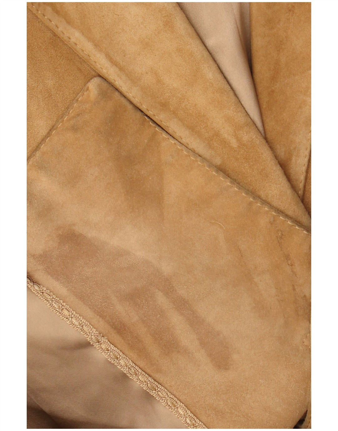 Blazer Vintage pentru femei cu 2 nasturi din piele intoarsa, UK 14, maro mediu