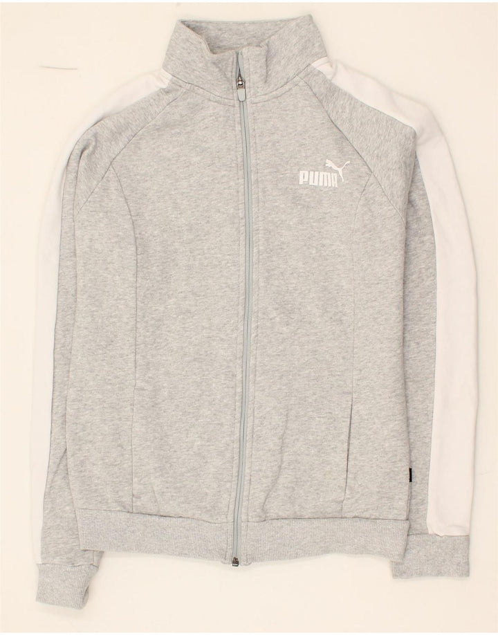 PUMA Womens Tracksuit Top Jacket UK 10 Small Grey Colourblock Cotton Vintage Puma and Second-Hand Puma from Messina Hembry 