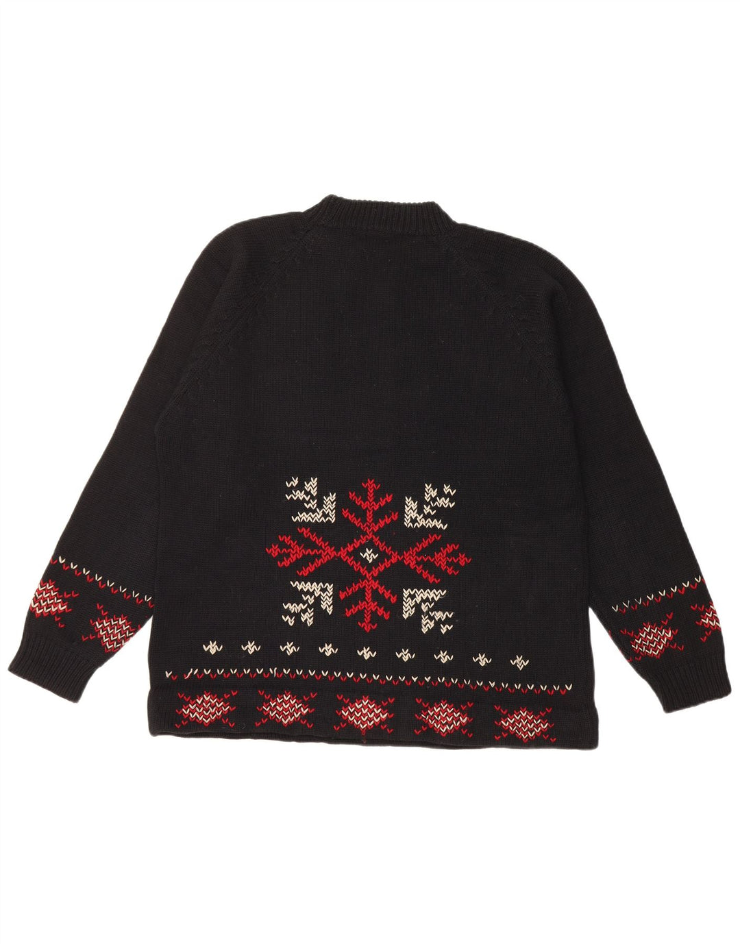 Pulover vintage pentru bărbați cu gât țestoasă, mediu negru, Fair Isle Crăciun