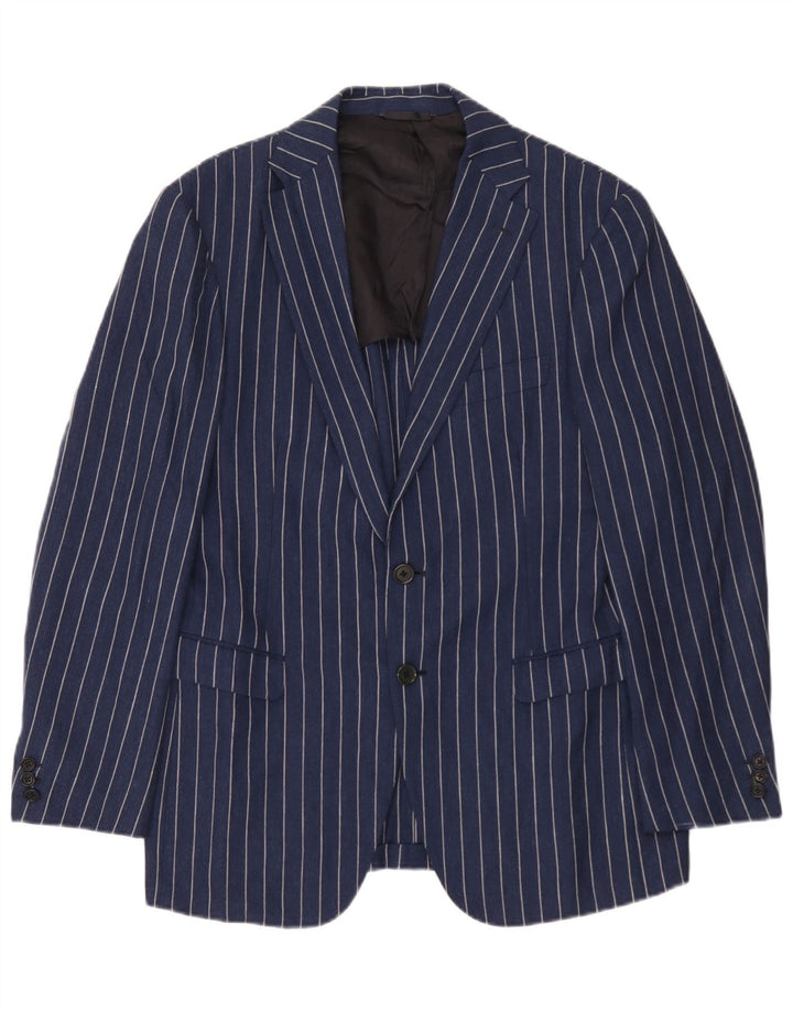 Jachetă Burberry pentru bărbați, cu 2 nasturi, IT 48 Medium Bleumarin, Lână cu dungi