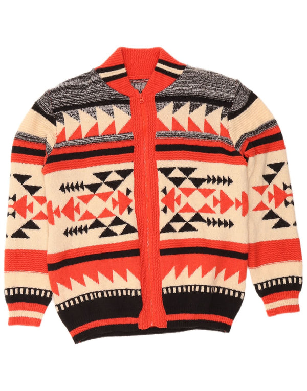 Pulover cardigan pentru bărbați vintage, mare, multicolor, geometric, poliester