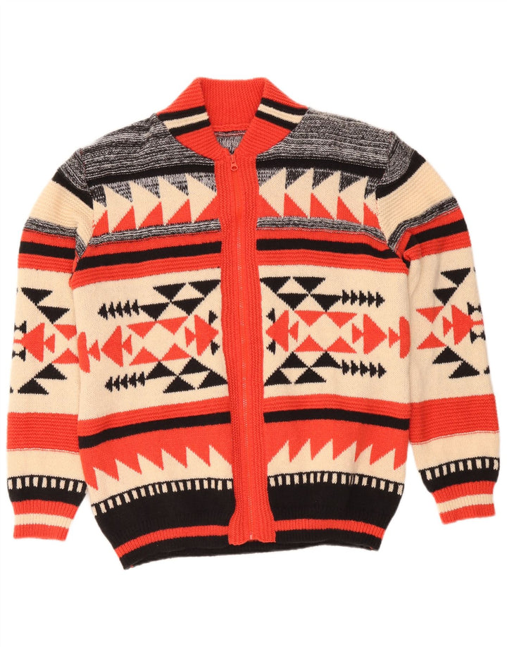 Pulover cardigan pentru bărbați vintage, mare, multicolor, geometric, poliester