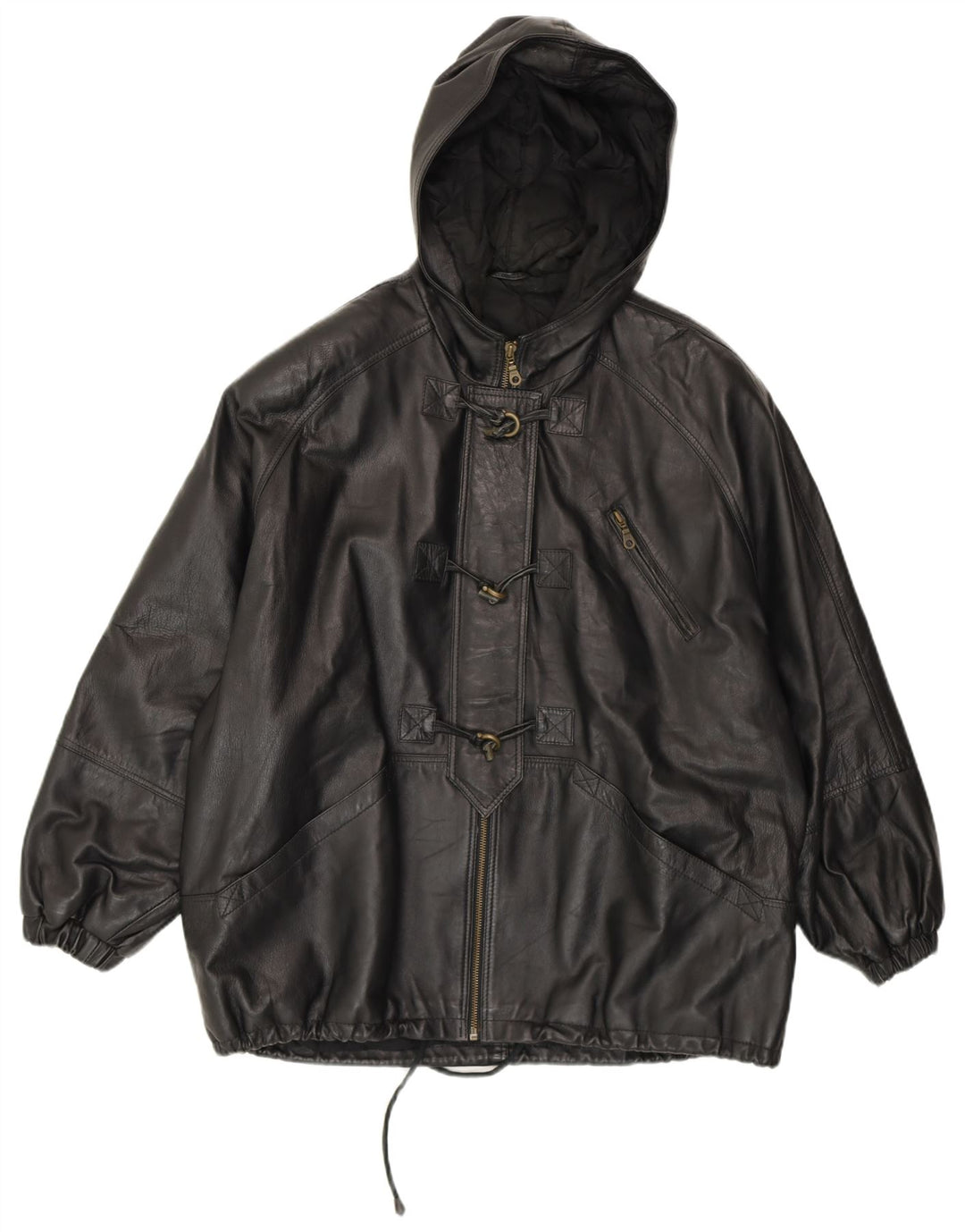 CONBIPEL Jachetă duffle oversized cu glugă pentru femei IT 42 Medium Black Leather