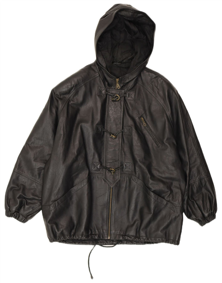 CONBIPEL Jachetă duffle oversized cu glugă pentru femei IT 42 Medium Black Leather