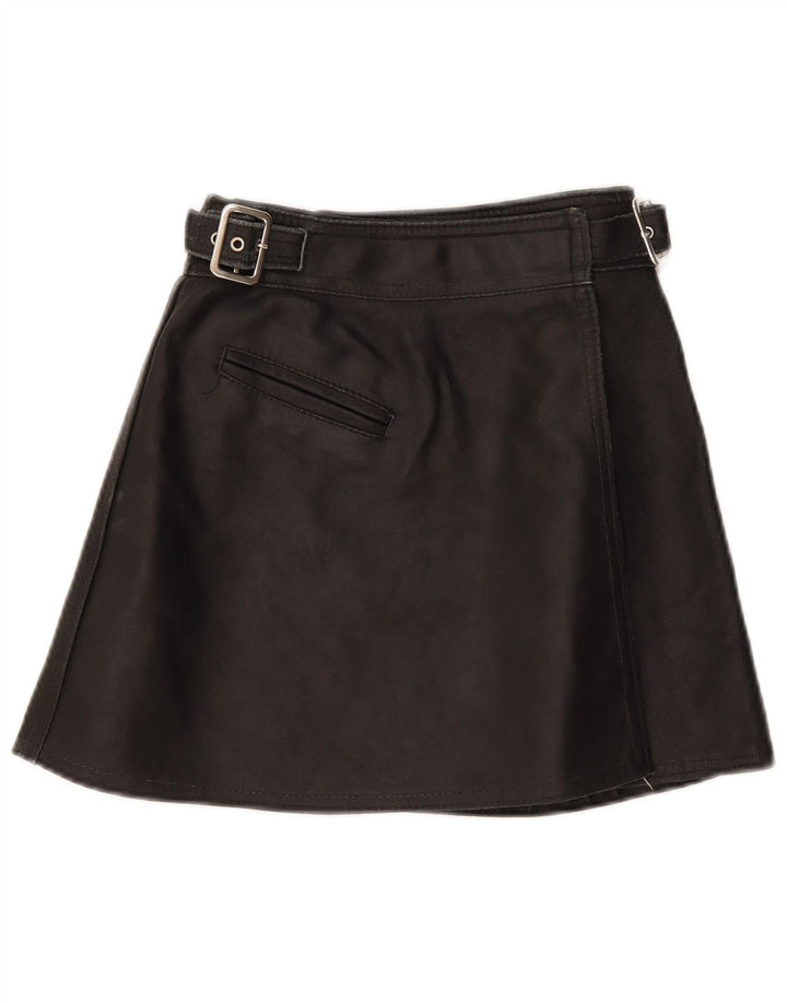 Fusta Wrap din piele pentru femei VINTAGE W22 2XS Negru