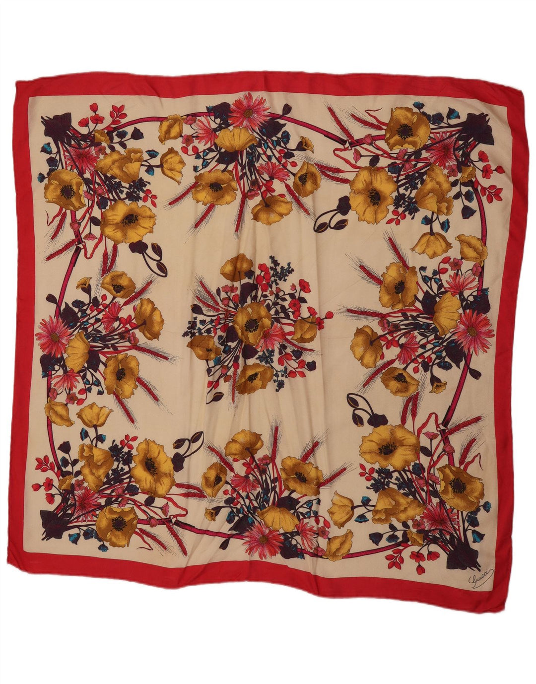 Eșarfă pătrată grafică Gucci pentru femei, mărime unică, multicoloră, de designer floral