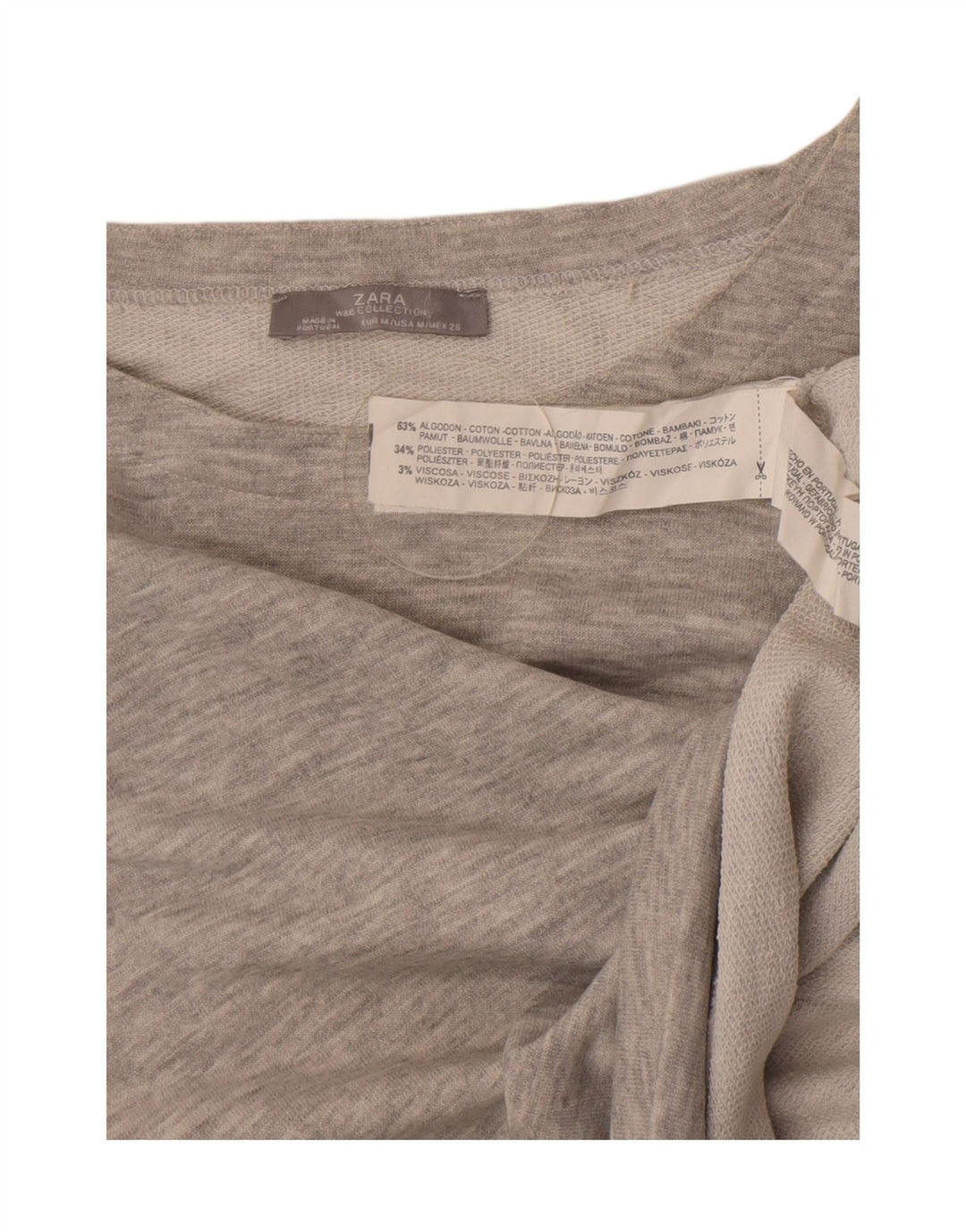 Pulover crop pentru femei Zara UK 12, bumbac cu pete gri mediu