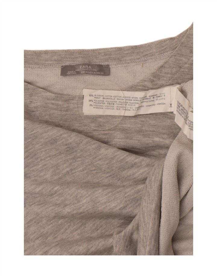 Pulover crop pentru femei Zara UK 12, bumbac cu pete gri mediu