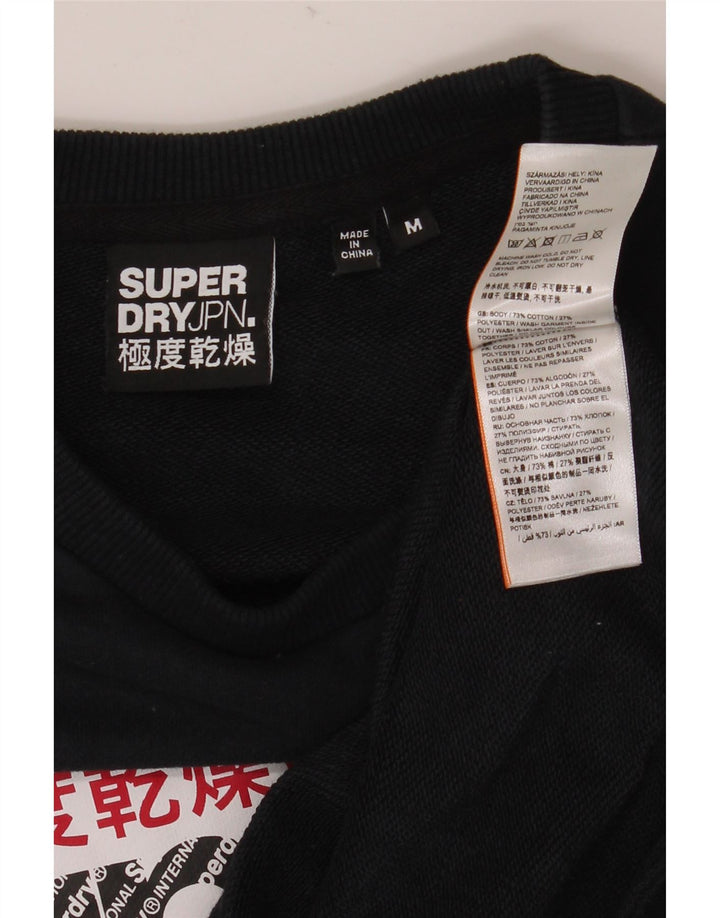 Pulover cu grafică Superdry pentru bărbați, bumbac color bloc negru mediu