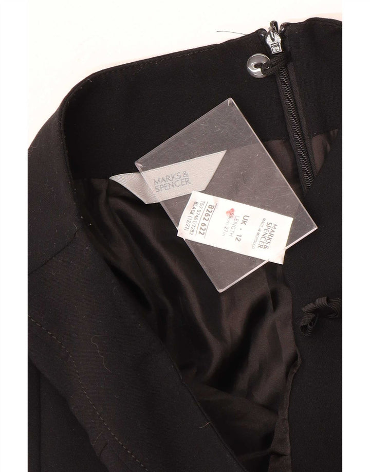 Fusta dreaptă pentru femei Marks & Spencer UK 12 Medium W30 Poliester negru