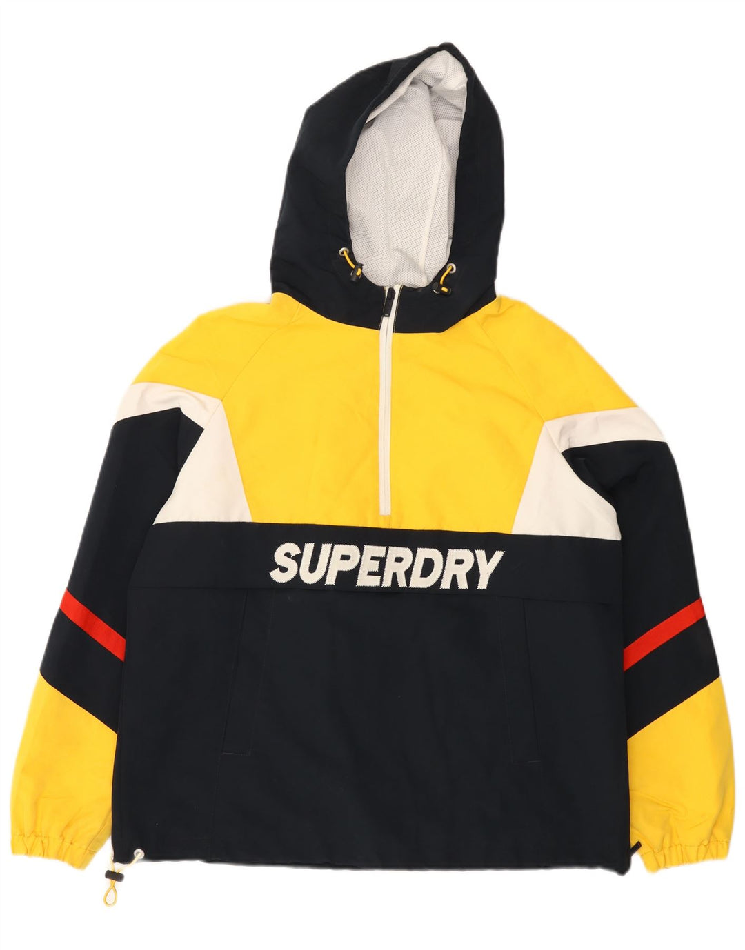 SUPERDRY Jachetă Anorak grafic supradimensionată pentru femei UK 12 Galben mediu