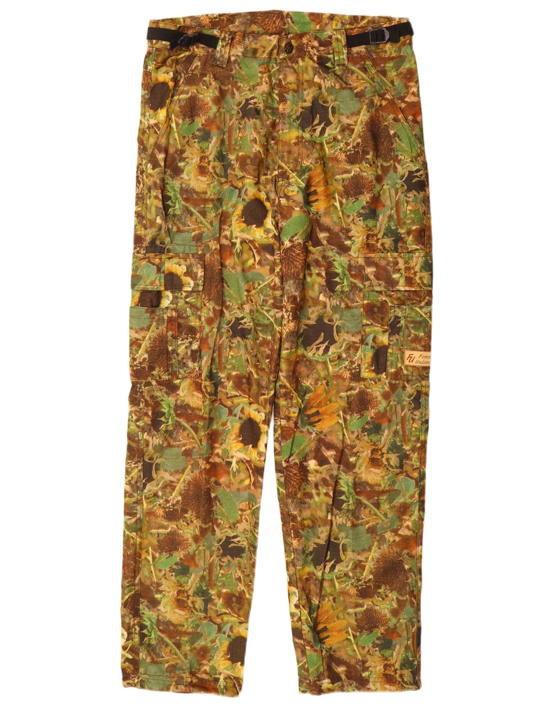 Pantaloni cargo drepți pentru bărbați VINTAGE L32 L31 Poliester floral kaki