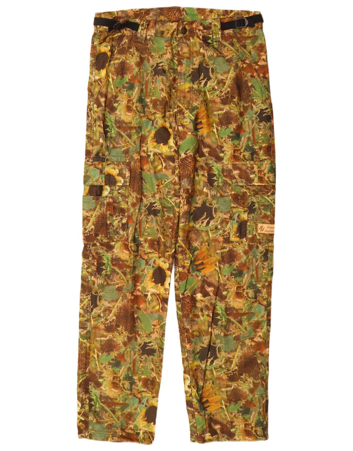 Pantaloni cargo drepți pentru bărbați VINTAGE L32 L31 Poliester floral kaki