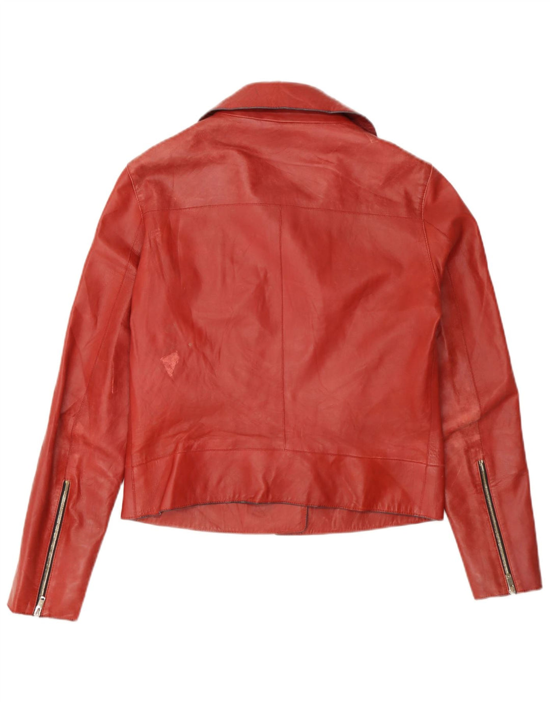 Jachetă motociclist din piele pentru bărbați Massimo Dutti UK 36 Piele roșie mică
