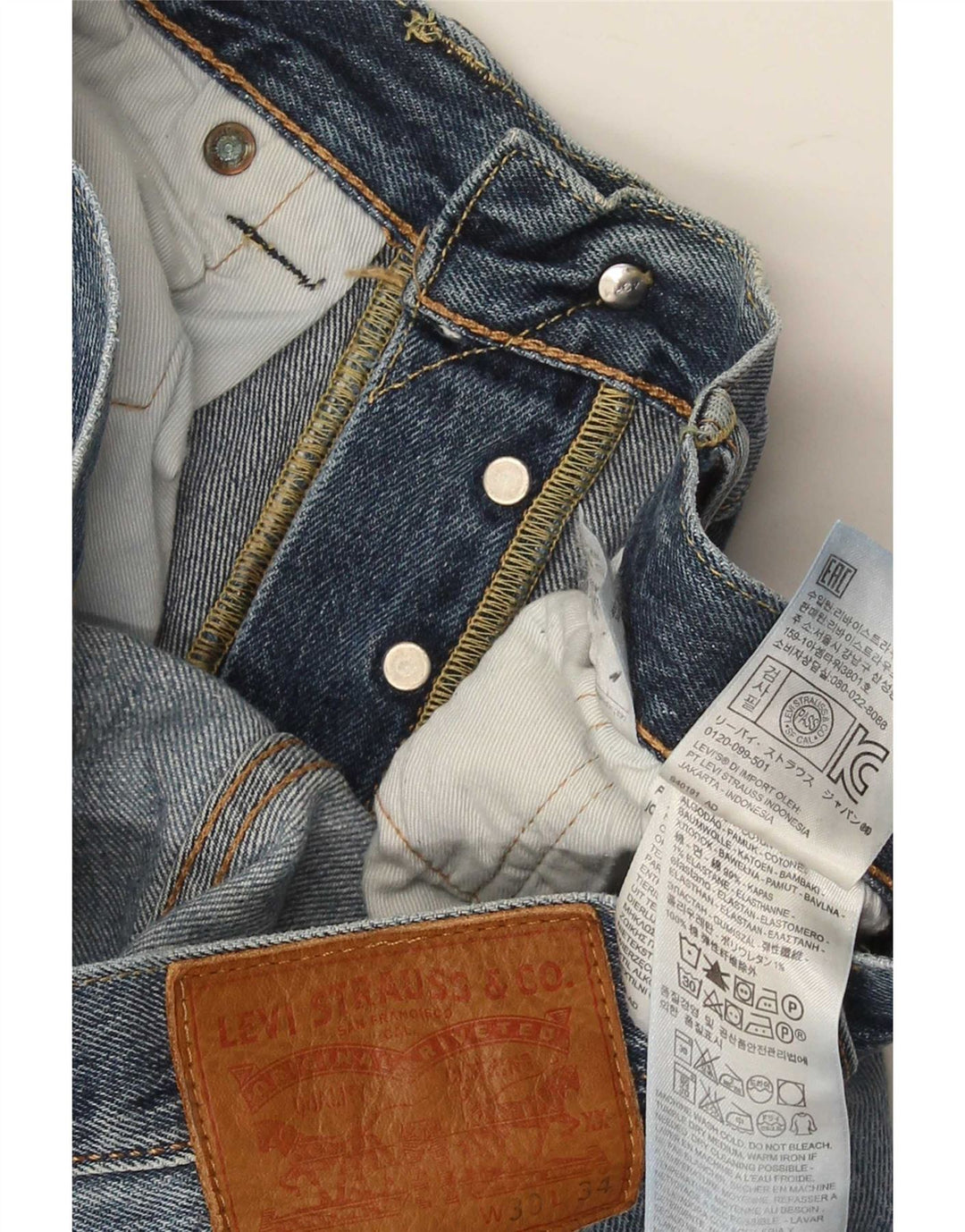 Blugi drepți distressed 501 Levi's pentru bărbați L30 L34 Bumbac albastru