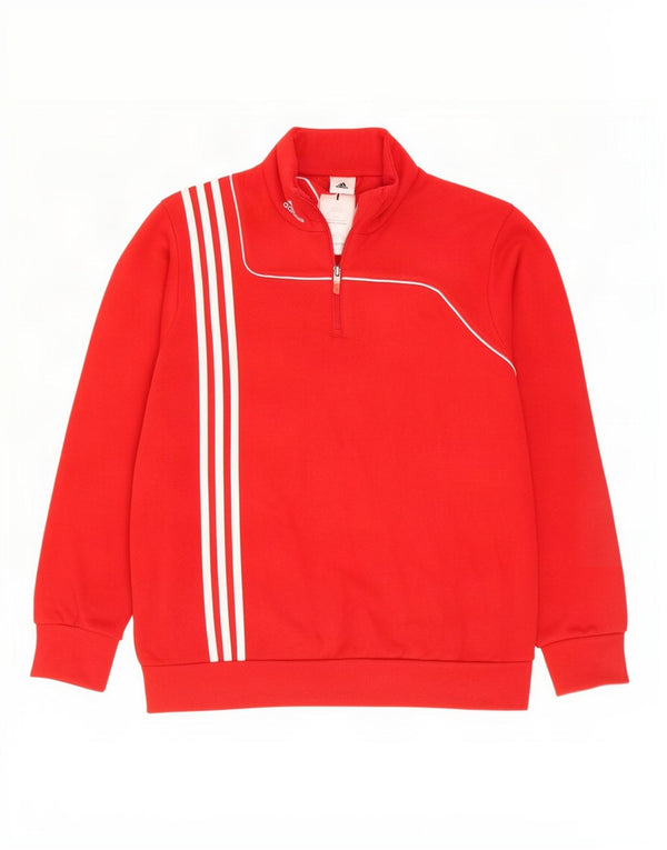 Hanorac pentru bărbați Adidas, cu fermoar și gât, Jumper mare, roșu, bumbac