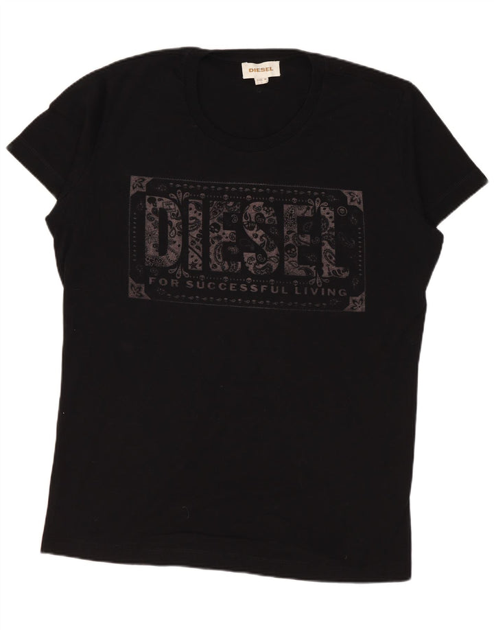 Tricou grafic pentru bărbați DIESEL Top mediu negru bumbac