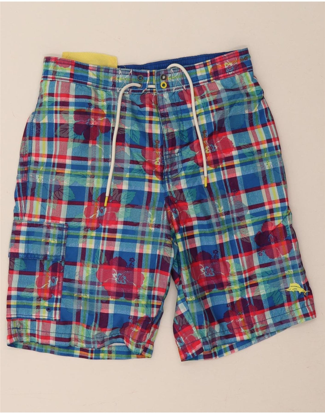 Pantaloni scurți de înot Tommy Bahama pentru bărbați, carouri mici, albastre