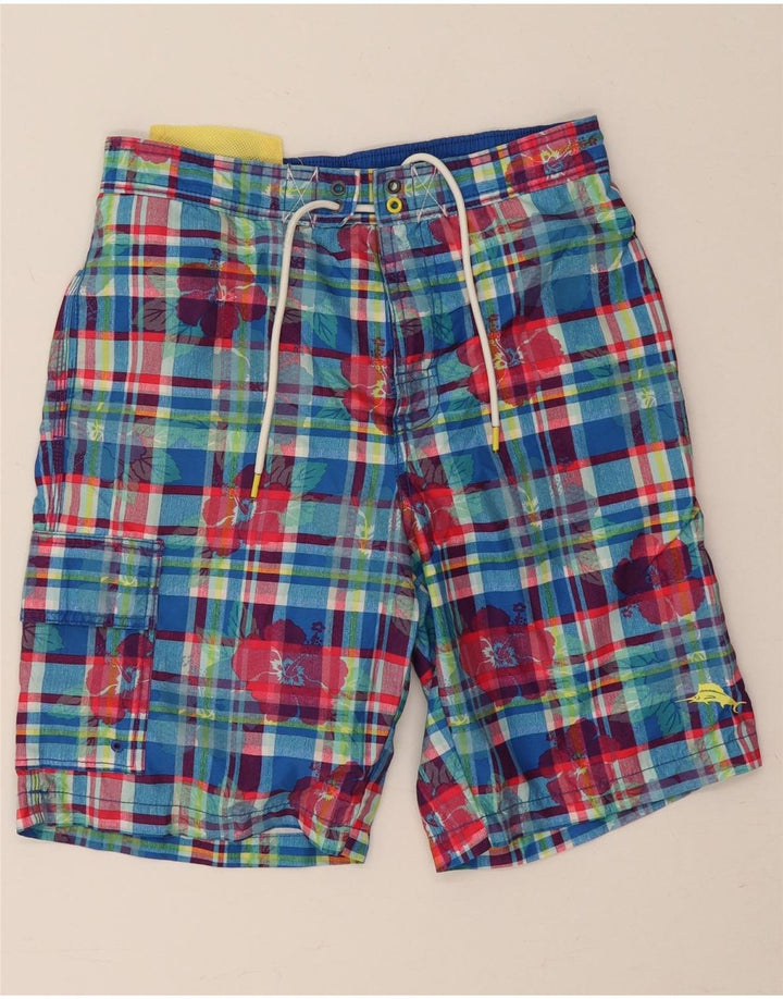 Pantaloni scurți de înot Tommy Bahama pentru bărbați, carouri mici, albastre