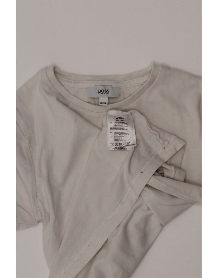 Tricou Hugo Boss Băieți Top 5-6 Ani Bumbac Alb