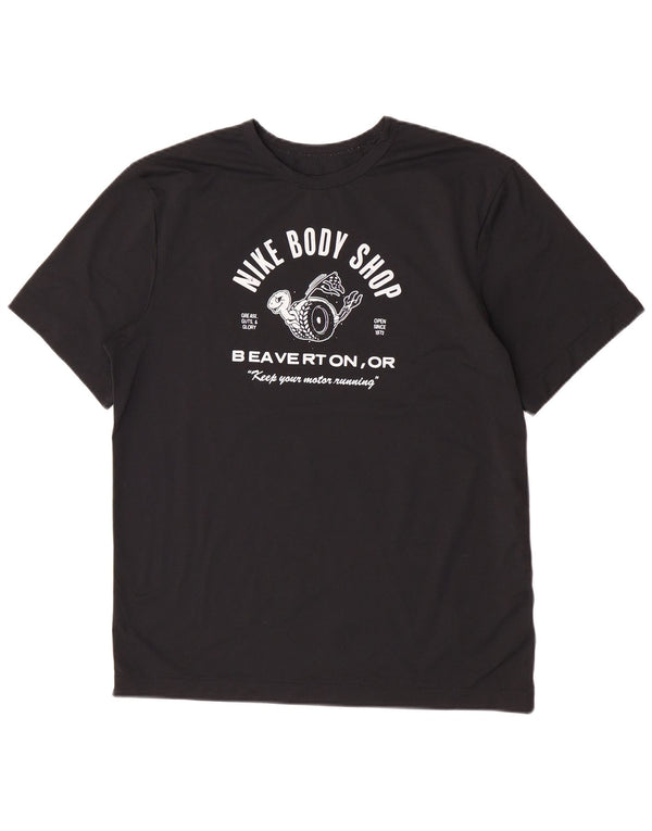 Tricou grafic Nike Dri Fit pentru bărbați Top Mediu Negru Poliester