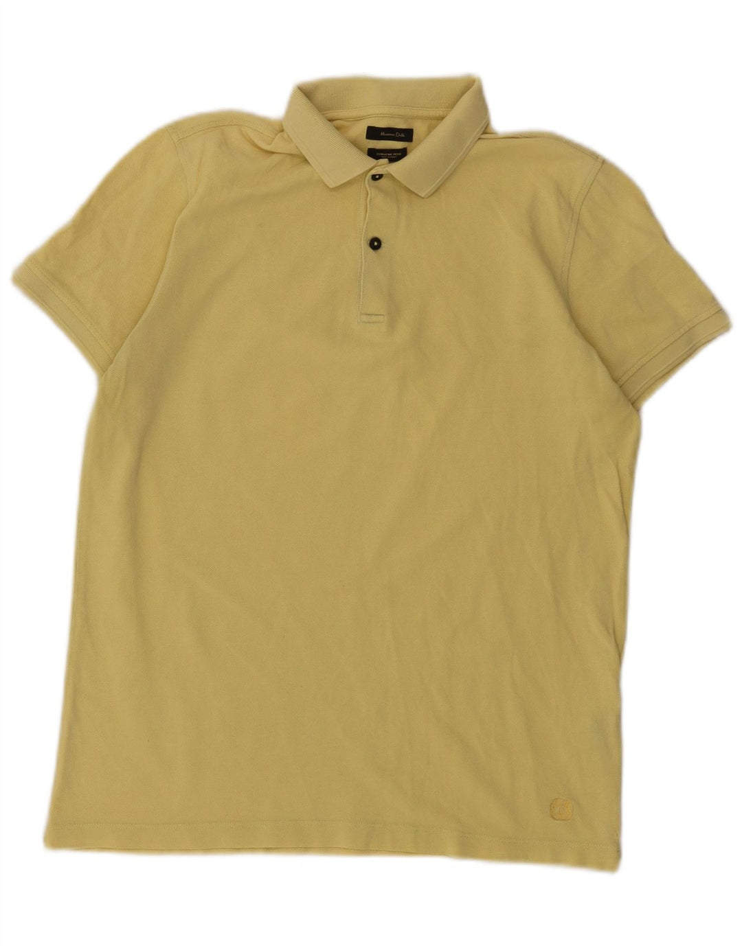Tricou polo Massimo Dutti pentru bărbați din bumbac galben mediu