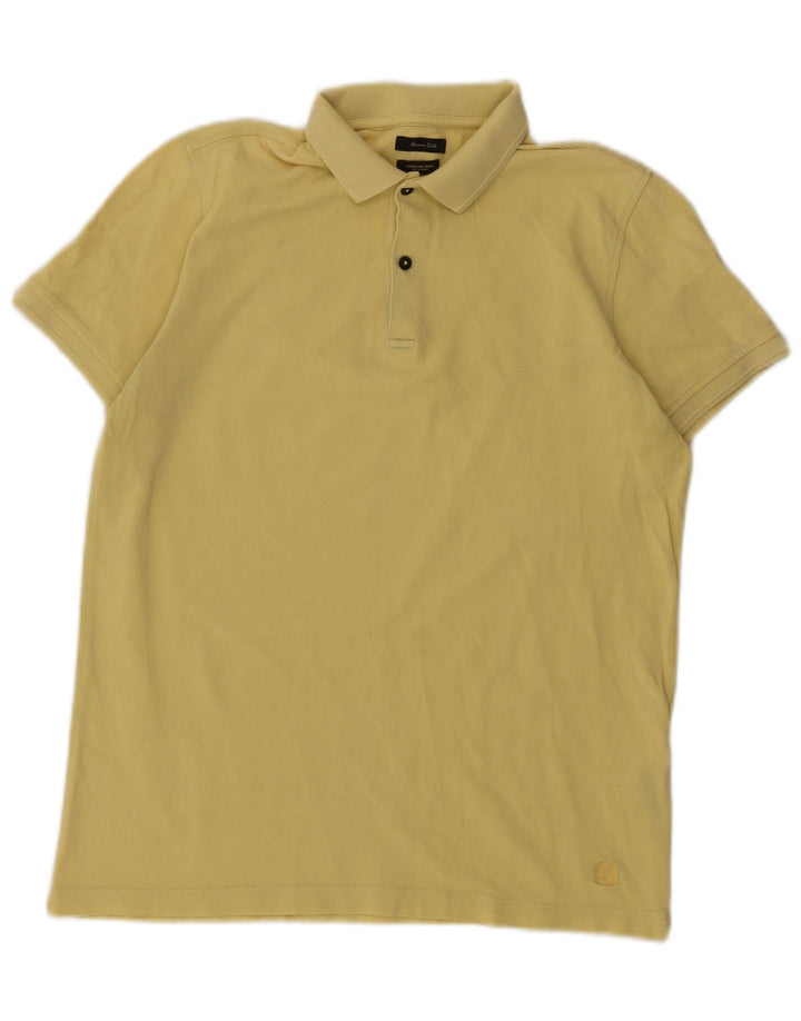Tricou polo Massimo Dutti pentru bărbați din bumbac galben mediu