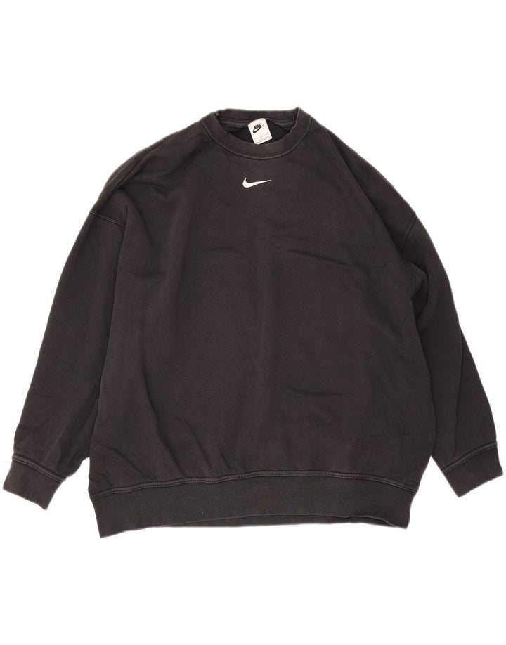 Hanorac Nike pentru bărbați, cu tăiere lejeră, pulover mic, negru, bumbac