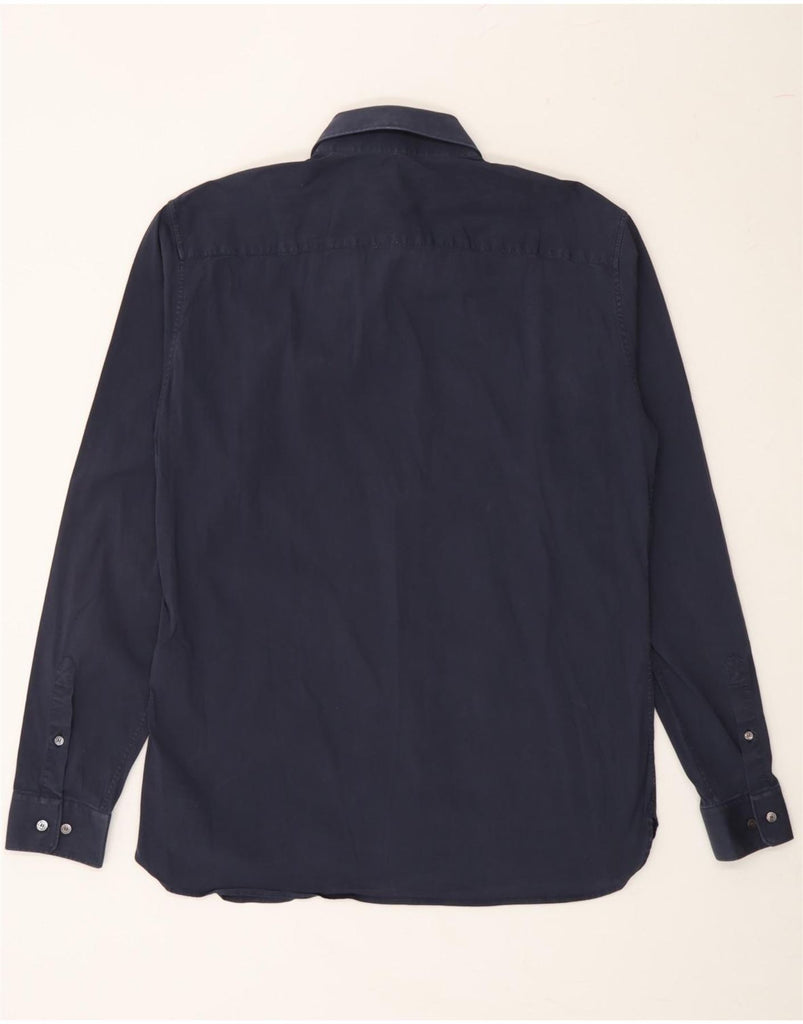 BURBERRY Mens London Shirt Size 16 1/2 Large Navy Blue Cotton Vintage Burberry and Second-Hand Burberry from Messina Hembry 