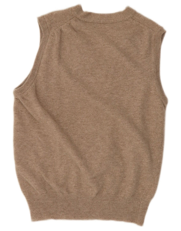 BOGGI MILANO Pulover cardigan fără mâneci pentru femei UK 14 Medium Bej Lână