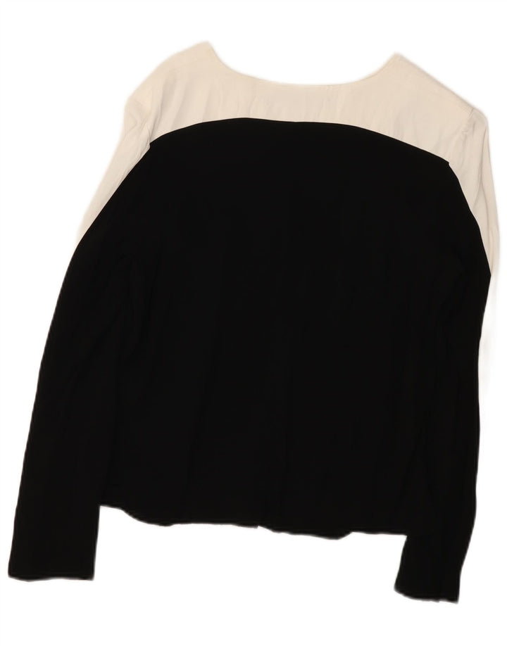 Top pentru femei Zara cu mânecă lungă UK 14 Medium Black Colorblock Viscoză