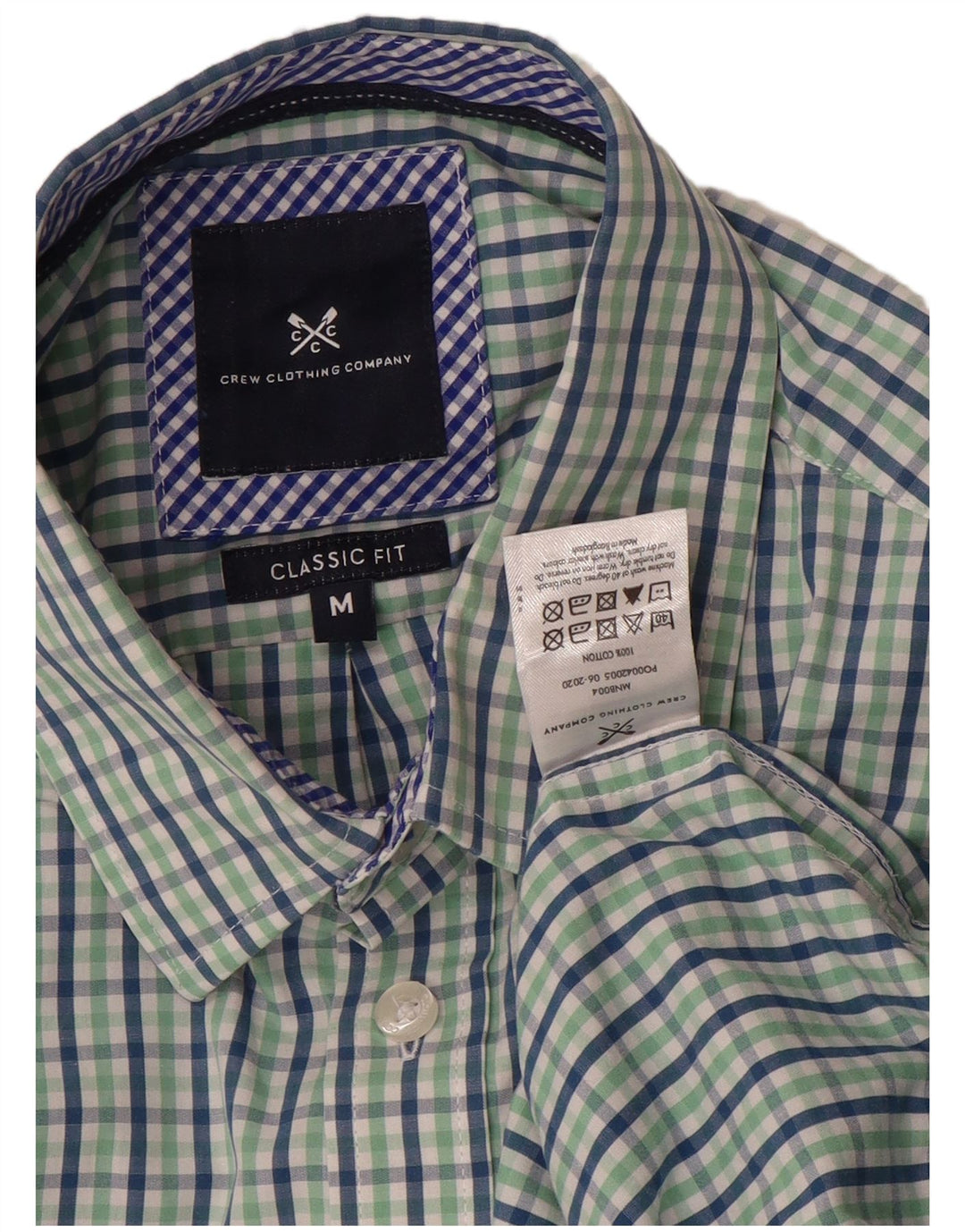 Crew Clothing Cămașă clasică pentru bărbați, bumbac vichy verde mediu