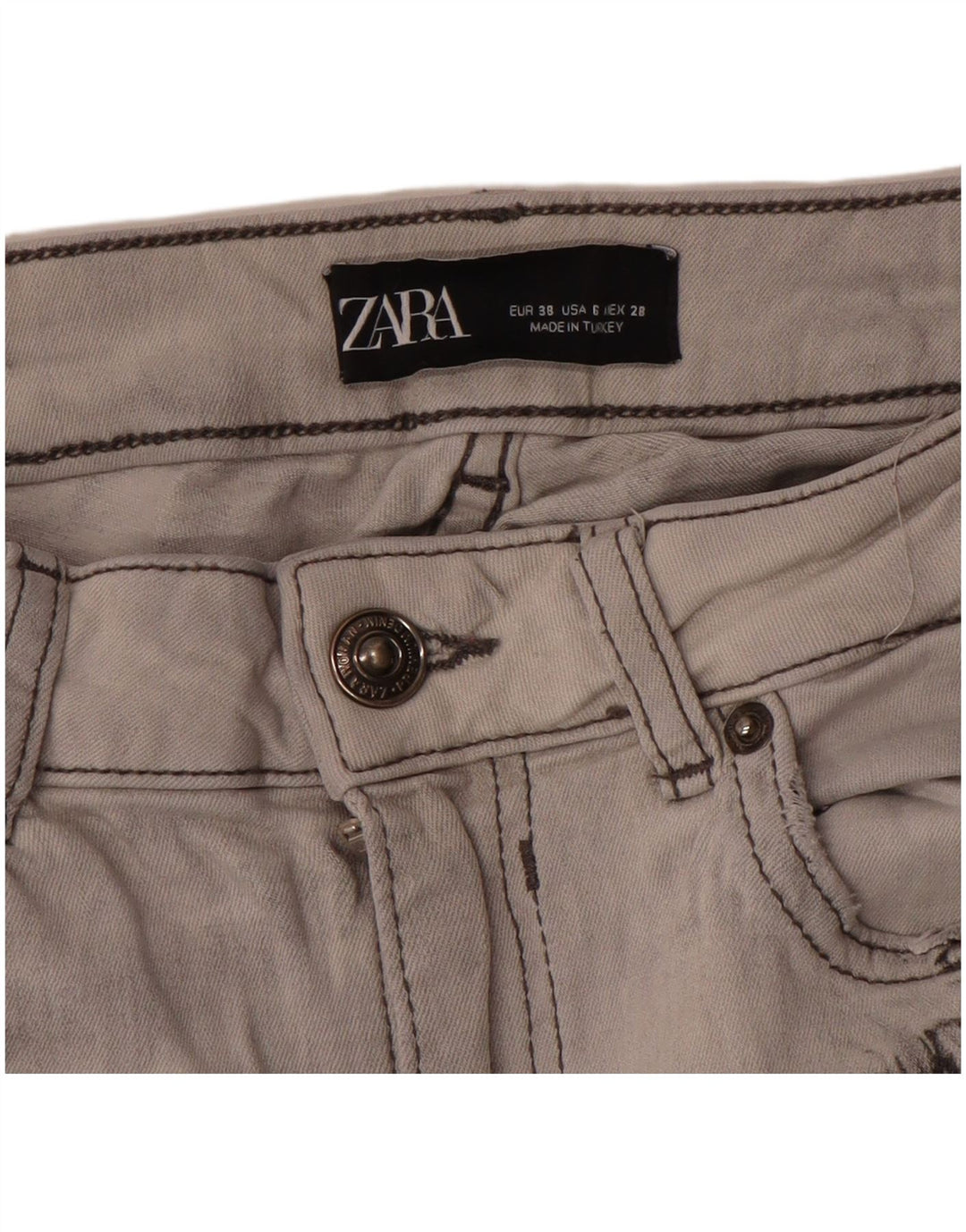 Blugi slim pentru femei Zara EU 38 Mici W28 L27 Gri Tie Dye