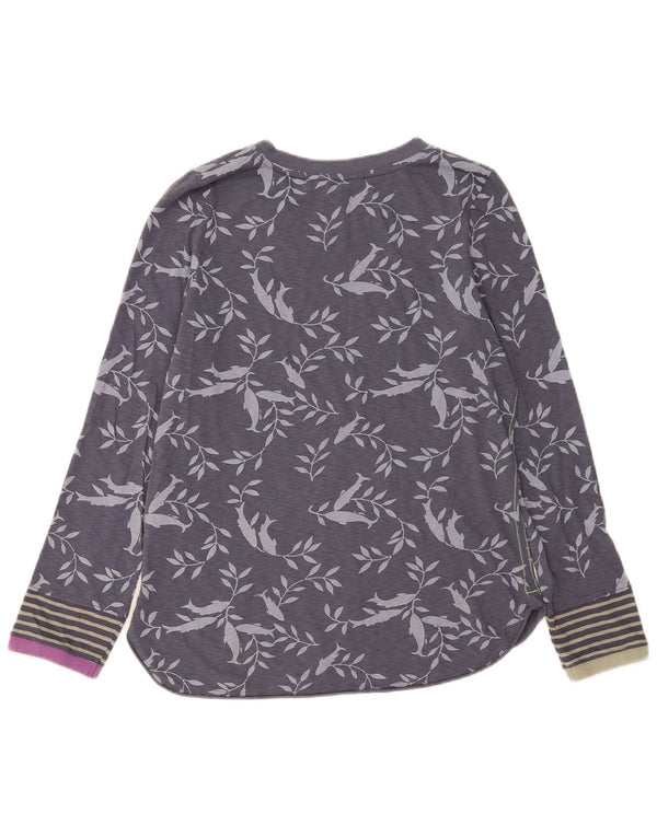 White Stuff Top pentru femei cu mânecă lungă UK 12 Medium Gri Floral Bumbac