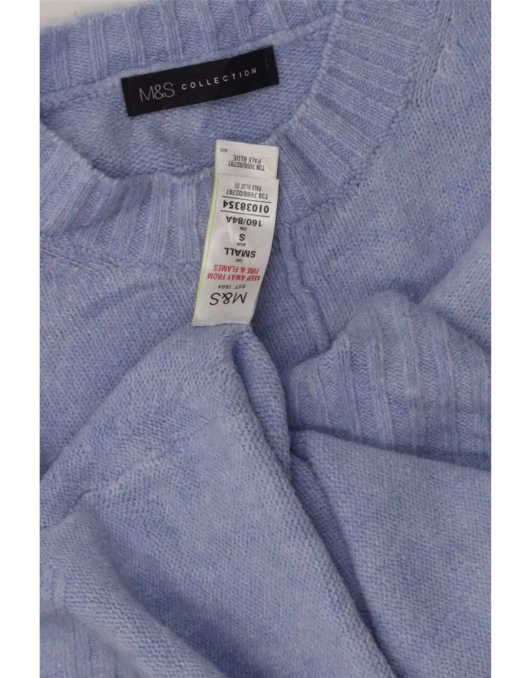 Pulover pentru femei Marks & Spencer, cu paragate, cu gât turnu, UK 10 Small Blue