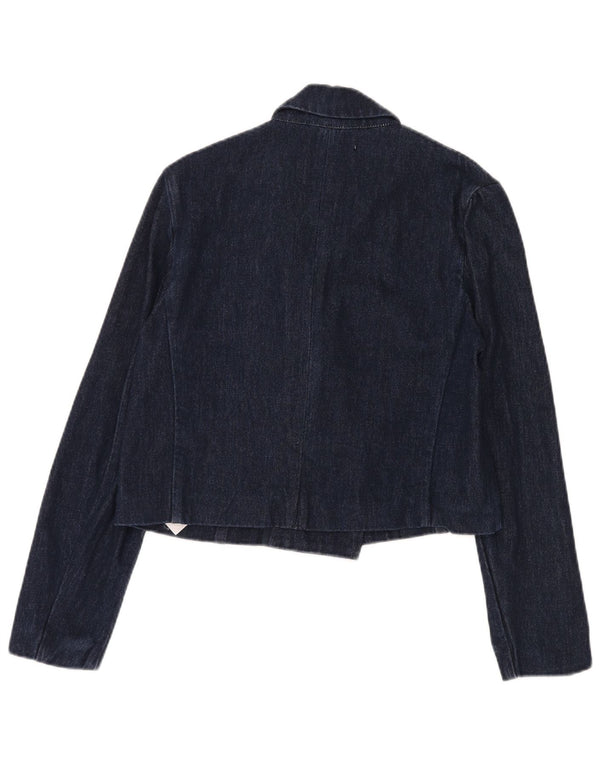 Jachetă Blazer de denim cu două piept pentru femei Zara UK 10 Mic Bleumarin