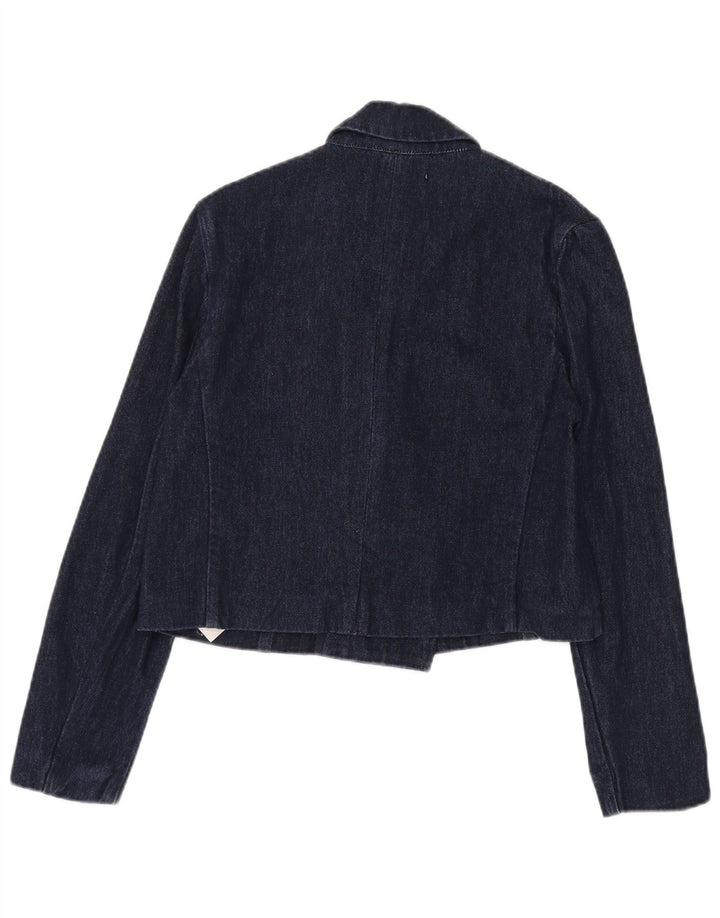 Jachetă Blazer de denim cu două piept pentru femei Zara UK 10 Mic Bleumarin