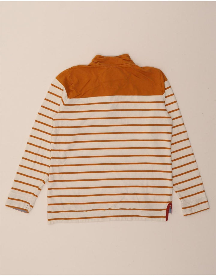 ORVIS Womens Button Neck Sweatshirt Jumper UK 14 Medium Off White Striped Vintage Orvis and Second-Hand Orvis from Messina Hembry 
